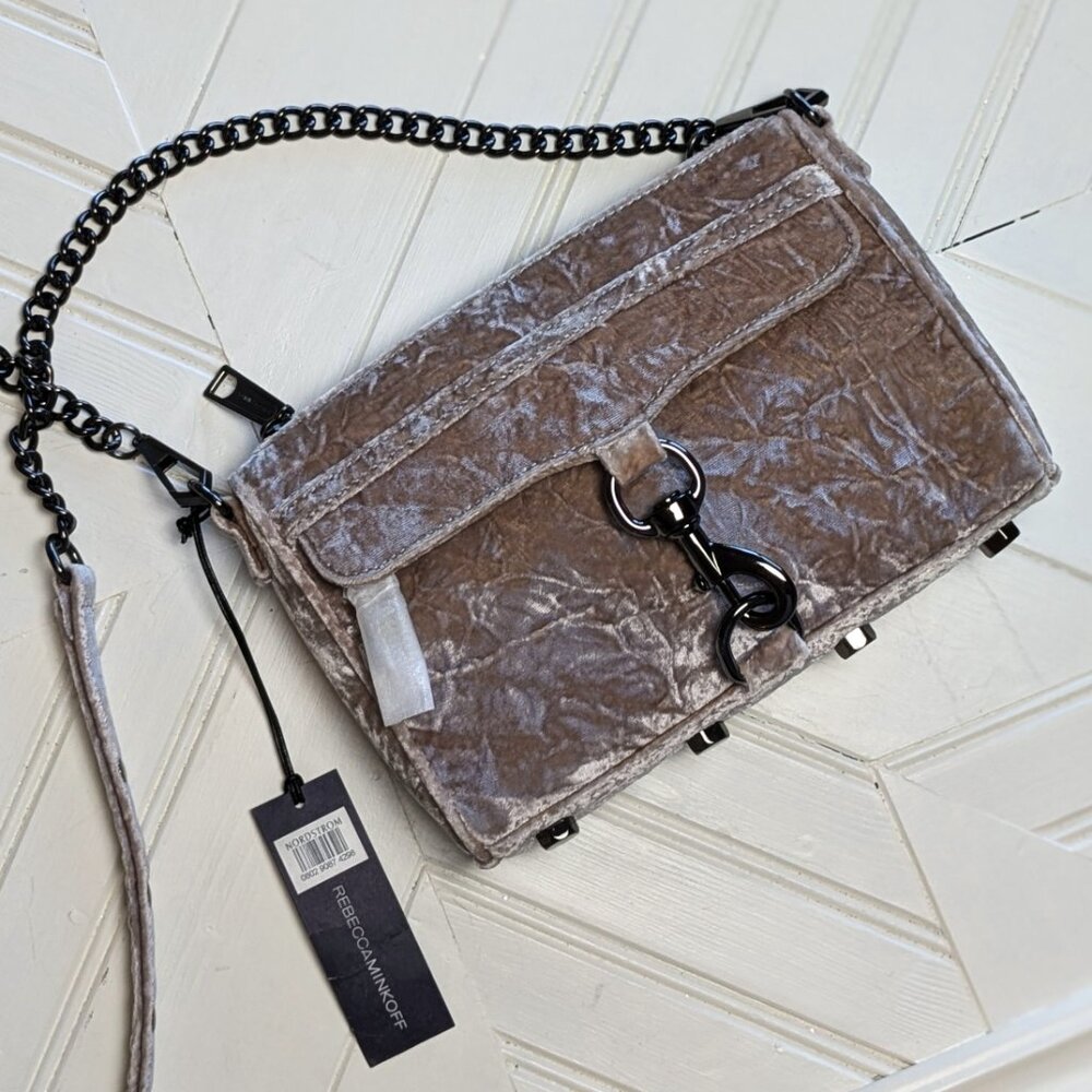 REBECCA MINKOFF Mini Mac Velvet Convertible Crossbody Clutch - Picture 7 of 13